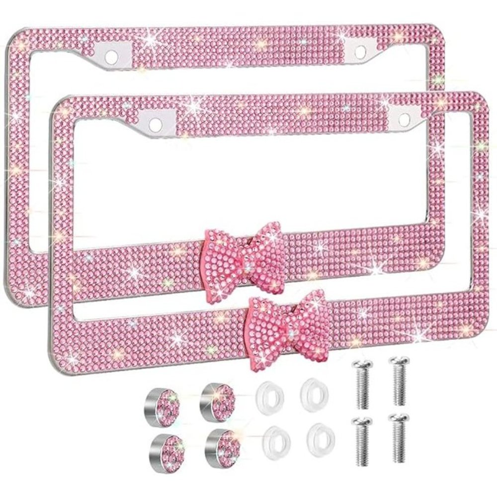 💕NEW Sparkling Bling Swarovski Crystal Silver Hello Kitty License Plate … - Picture 6 of 13